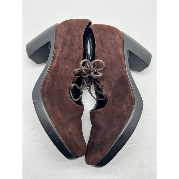 Dansko Shoes - Dansko Brown Suede Lace Up Block Heel Oxford Shoes  Womens 7.5-8/ 38 Whimsigoth
